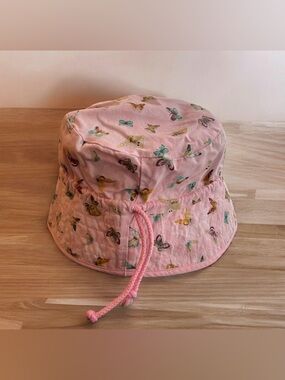 3/$22 Handmade Reversible Bucket Sun Hat Baby Toddler Pink Butterfly Cord S/M